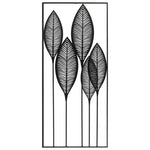 Benzara Metal Veined Leaves Wall Decor in Portrait Orientation, Black