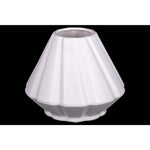 Benzara Ceramic Round Vase with Diagonal Ridges, White