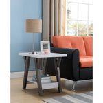 Benzara 22 Inch Two Tone End Table with Bottom Shelf, White and Gray