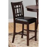Benzara Wooden Counter Height Chair With Leatherette Seat, Dark Cherry Brown, Set of 2