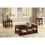 Benzara Solid Wooden Side Table With Bottom Shelf, Cherry Brown