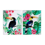 Benzara Toucan Wall Art on Wooden Base, Multicolor, Set of 2