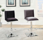 Benzara Contemporary Style Bar Stool with Padded Fabric Seat and Back, Gray & Silver