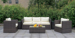 Benzara Aluminum Frame Patio Arm Chair With Cushioned Seating, Ivory & Espresso Brown