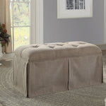 Benzara Rectangular Button Tufted Fabric Upholstered Bench With Storage, Brown