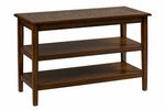 Benzara Mosaic Tile Inlay Wooden Sofa/Media Table with 2 Shelves, Baroque Brown