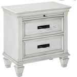 Benzara Wooden Nightstand with 2 Drawers & 1 Pull Out Tray, White