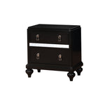 Benzara Contemporary Solid Wood Night Stand With Mirror Trim, Black