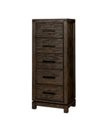Benzara 5 Drawer Wooden Swivel Chest with Bar Handles, Rustic Brown