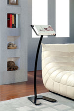 Benzara Modern Style Curved Metal Book Stand with Rotating Top, Black