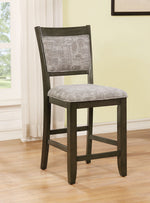 Benzara Fabric Upholstered Solid Wood Counter Height Chair with Footrest, Pack of 2, Brown and Gray