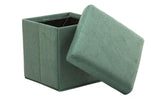 Benzara Fabric Upholstered Wooden Frame Foldable Storage Ottoman, Green