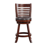 Benzara Leatherette Swivel Counter Stool with Ladder Back, Set of 2, Brown