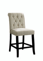 Benzara Wooden Fabric Upholstered Counter Height Chair, Ivory And Black, Pack Of 2