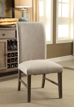 Benzara Wooden Side Chair With Cream Fabric Upholstery, Brown, Pack Of 2