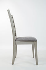 Benzara Wooden Dining Chair with Fabric Upholstered Seat, Set of 2 Gray