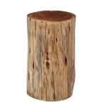 Benzara Round Wooden Stump Accent Table, Natural Brown