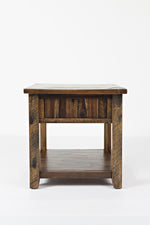 Benzara Wooden End Table With Drawer and Bottom Shelf, Oak Brown