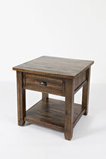 Benzara Wooden End Table With Drawer and Bottom Shelf, Oak Brown