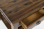 Benzara Wooden End Table With Drawer and Bottom Shelf, Oak Brown