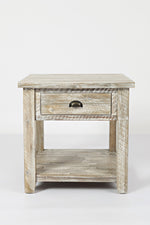 Benzara Wooden End Table With Open Shelf, Washed Gray