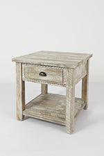 Benzara Wooden End Table With Open Shelf, Washed Gray