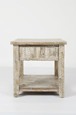 Benzara Wooden End Table With Open Shelf, Washed Gray