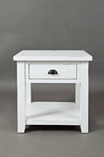 Benzara Wooden End Table With Open Shelf, Weathered White