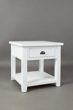 Benzara Wooden End Table With Open Shelf, Weathered White