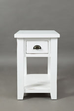 Benzara Wooden One Drawer Chairside Table In Weathered White Finish