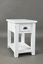 Benzara Wooden One Drawer Chairside Table In Weathered White Finish