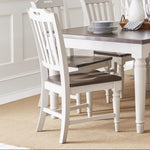 Benzara Wooden Chair with Slat Back Design, Set of 2 Brown and Light Gray