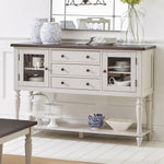 Benzara Spacious Wooden Server with Turned Legs, Dark Brown & Light Gray