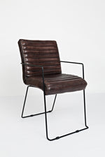 Benzara Leatherette Upholstered Dining Chair with Metal Legs, Set of 2 Cherry Brown and Black