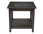 Benzara End Table With Stone Marble Top, Dark Gray
