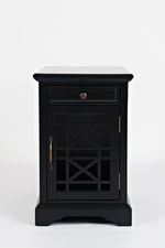 Benzara Wooden Chairside Table With Hidden Power Charger, Antique Black