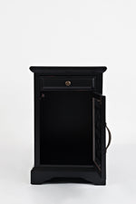 Benzara Wooden Chairside Table With Hidden Power Charger, Antique Black