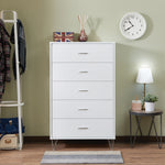 Benzara Contemporary Style Wooden Chest with Five Drawers, White