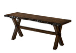 Benzara Transitional Style Solid Wood Bench with Trestle Base and Cross Legs , Brown
