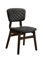 Benzara Fabric Seat Side Chair with Diamond Stitching, Set of 2, Gray and Brown