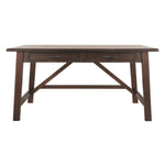 Benzara Two Drawers Wooden Desk with Cross Stretcher Brace Design, Large, Brown