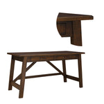 Benzara Two Drawers Wooden Desk with Cross Stretcher Brace Design, Large, Brown
