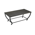 Benzara Wooden Table Set with Curved Steel Base, Set of 3, Gray