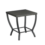 Benzara Wooden Table Set with Curved Steel Base, Set of 3, Gray