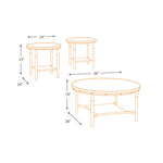 Benzara Industrial Style Round Wooden Table Set with Tubular Metal Base, Set of 3, Brown and Gray