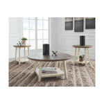 Benzara Farmhouse Style Oak Wood Table Set with Canted Legs and Lower Shelf, Set of 3, White and Brown