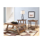 Benzara Plank Style Wooden Table Set with Trestle Base and Lower Shelf, Set of 3, Brown