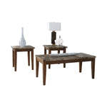 Benzara BM190137 Rustic Style Faux Marble Top Table Set