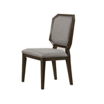 Benzara Transitional Fabric Upholstered Wooden Side Chair with Tapered Legs, Gray and Brown, Set of 2