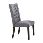 Benzara Fabric Upholstered Wooden Side Chair with Nail Head Trim Accents, Gray and Brown, Set of 2